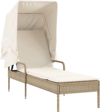 vidaXL Tumbona Con Capota Rat&aacute;n Sint&eacute;tico Beige Vidaxl