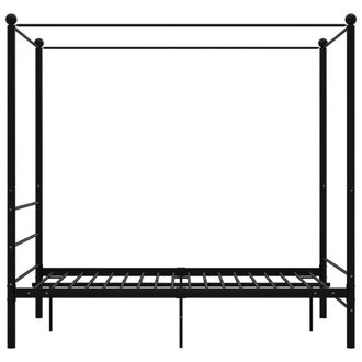 Berkfield Home Durable Canopy Bed Frame Black Metal 120x200 cm | Size: Small Double