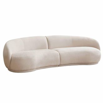 Oviala Sof&aacute; de tela beige de 3 plazas L 266 cm