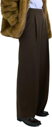 Mango Pleated Wide Leg Pants in Chocolate at Nordstrom, Size 4