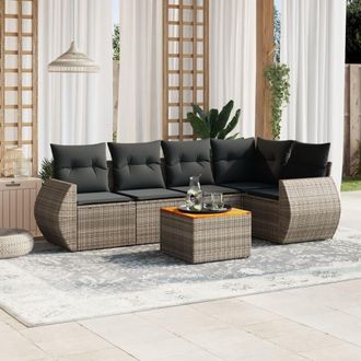 vidaXL Vidaxl - Set De Muebles De Jard&iacute;n 6 Pzas Y Cojines Rat&aacute;n Sint&eacute;tico Gris