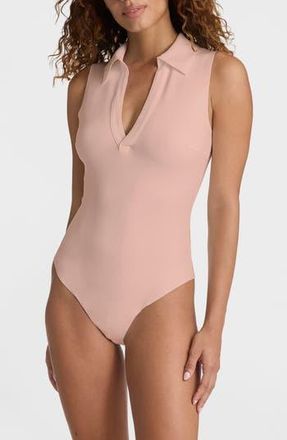 Commando Sleeveless V-Neck Polo Neoprene Bodysuit in Desert Rose at Nordstrom Rack, Size X-Large