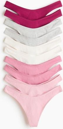 H&M 10-pack Cotton Thong Briefs in Light Pink/dark Pink at Nordstrom, Size Medium