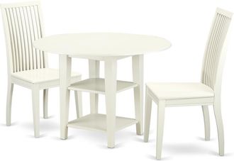 East West Furniture Dining Room Set Linen White, SUIP3-LWH-W
