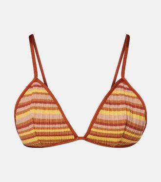 Bananhot Ann ribbed-knit striped bikini top