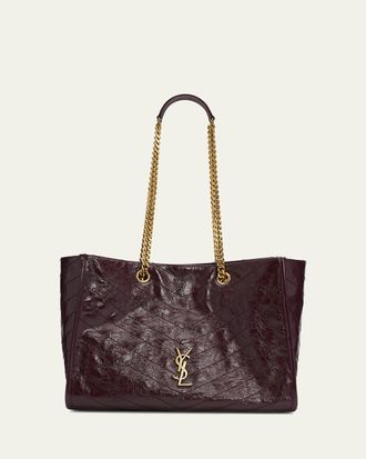 Saint Laurent Niki YSL Chevron Quilted Shopping Tote Bag