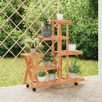 vidaXL Vidaxl - Soporte De Flores Con Ruedas Madera Maciza Abeto 95x25x101 Cm