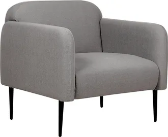Beliani Beliani - Sill&oacute;n Asiento Silla Retro Art Deco Tela Lino Patas Metal Sala De Estar Gris Y Negro Stouby