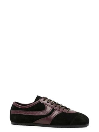 Dries Van Noten zwarte leren sneakers met panelen