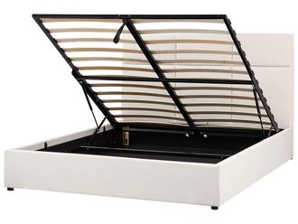 Beliani Cama matrimonial de tejido blanco 160x200