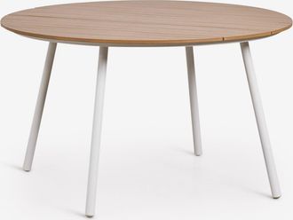 Sklum Mesa De Jard&iacute;n Redonda &Oslash;130 Cm En Resina Efecto Madera Y Acero Mireiali Sklum