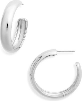 JENNY BIRD Large Staple Hoop Earrings in Platinum at Nordstrom