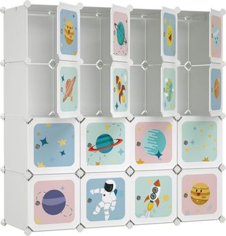 Songmics Estanter&iacute;a infantil con 16 cubos de color blanco