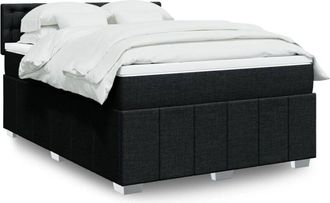 vidaXL Cama Box Spring Con Colch&oacute;n Tela Negro 140x200 Cm Vidaxl
