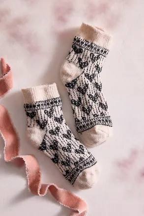 Terrain Hearts Wool Quarter Crew Socks