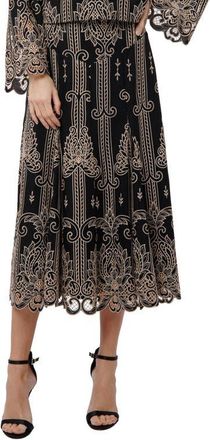 Ciebon Becca Lace Hem A-Line Skirt in Black/Taupe at Nordstrom, Size X-Small