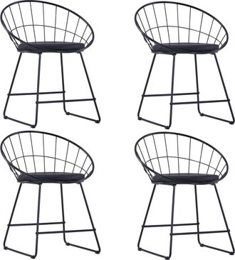 vidaXL Vidaxl - Sillas De Comedor Asientos De Cuero Sint&eacute;tico 4 Uds Acero Negro