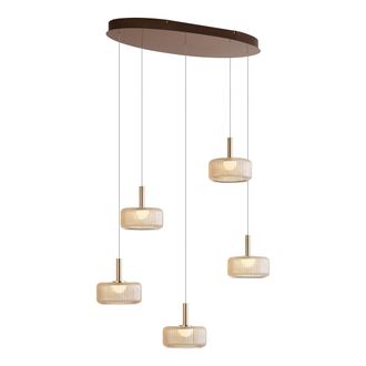 QAZQA Qazqa Lampada A Sospensione Di Design Oro Rosa Con Vetro Ambrato