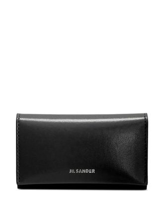 Jil Sander embossed keyrings leather key pouch - Black