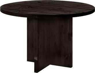 Deco Wood Mesa de comedor redonda de madera maciza en tono negro de ø110x75cm