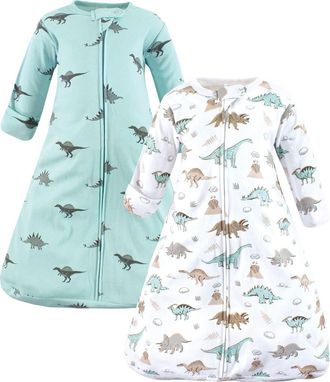 Hudson Baby Cotton Long-Sleeve Wearable Sleeping Bag in Dino Blast Long Sleeve at Nordstrom