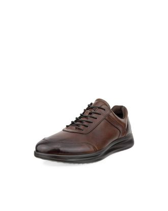 Ecco Mens Aquet Leather Shoe In Cocoa Brown
