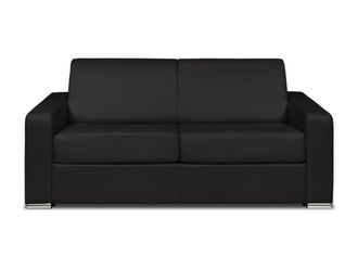 VENTE-UNIQUE.COM Sof&aacute; cama 100% piel 3 plazas negro 194x223cm