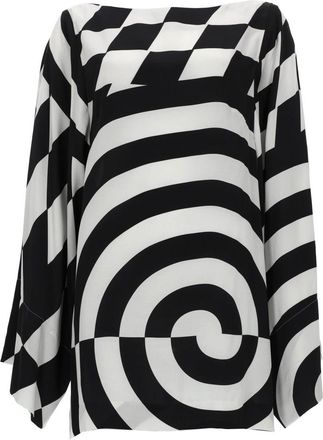 Dries Van Noten Charlie Viscose Geometric Swirls Blouse