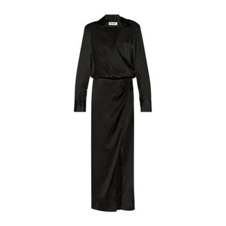 The Attico Kleedjes, Dames, Zwart, S, Satijn, Satijnen Overhemdjurk