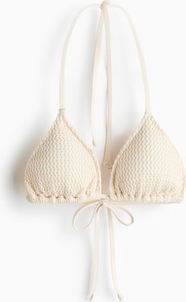H&M Wattiertes Triangel-Bikinitop - Cremefarben