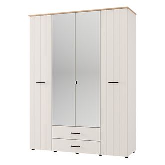 Dmora Guardarropa Grande Pokhar, Armario Dormitorio 2 Cajones, 8 Estantes, Barra Para Colgar, 157x208h Cm Blanco Crema
