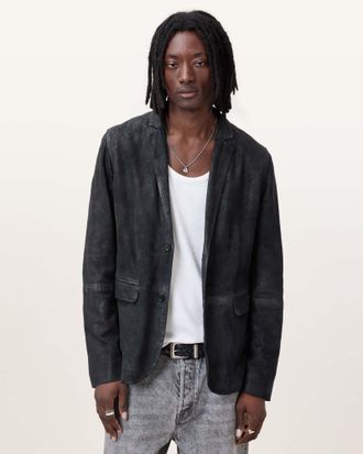 AllSaints Mens Goat Suede Monet Waxed Suede Blazer, Size: M