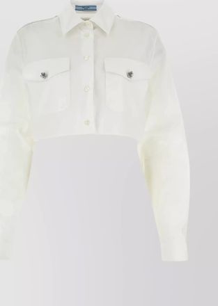 Prada cropped poplin shirt with buttoned cuffs