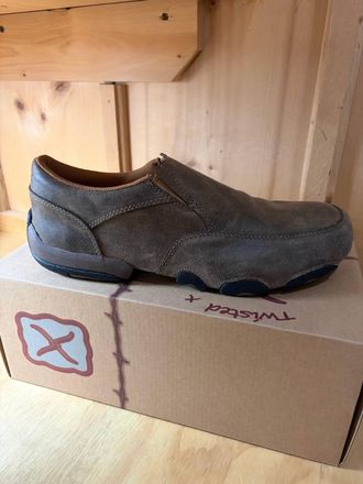Twisted X Boots Mens Slip On Driving Moc Loafers In Grey