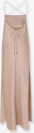 Pinko Womens Farro Satin Long Dress Pink Acetate