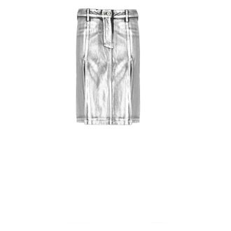 The Attico Midi Skirts, female, Gray, Size: 2XS Silver Cotton Skirt with Front Zip