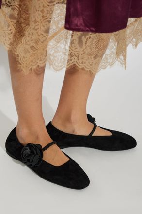 Kate Spade New York Suede Ballerines With Appliqu&eacute;, Womens, Black
