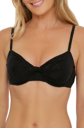 Trina Turk Joplin Textured Twist Front Underwire Bikini Top in Black at Nordstrom, Size 10