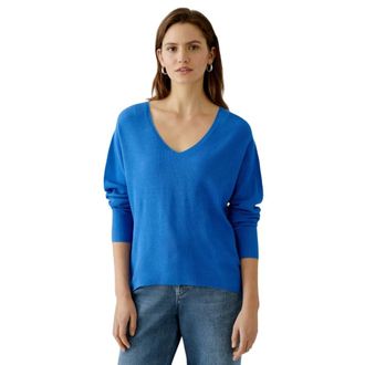 Oui Dames, Truien, Blauw, Maat: S Katoen