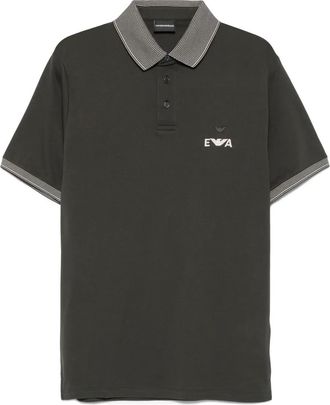 Emporio Armani Polo con logo e colletto a righe - Verde