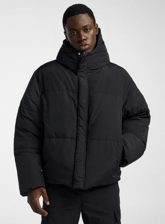 Le 31 Mens Cropped hooded puffer jacket