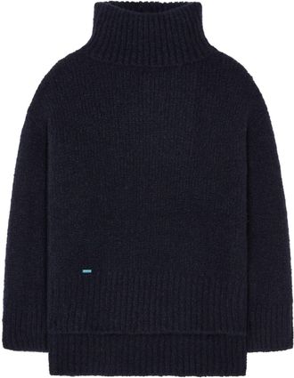 Alanui logo-plaque knitted jumper - women - Cashmere/Silk - M - Blue