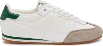 Saint Laurent Circle Panelled Crinkled-effect Shell Sneakers - White And Green - 36 (IT36 / UK3)