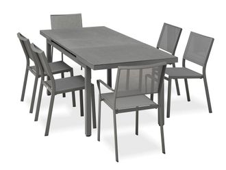 DCB Garden Conjunto de comedor de 6 plazas en aluminio