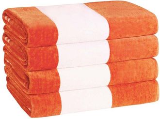 Superior Set Of 4 Cabana Stripe Oversized Cotton Beach Towels