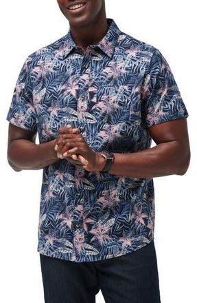 Travis Mathew Shoot the Channel Floral Short Sleeve Stretch Button-Up Shirt in Heather Total Eclipse at Nordstrom Rack, Size X-Large