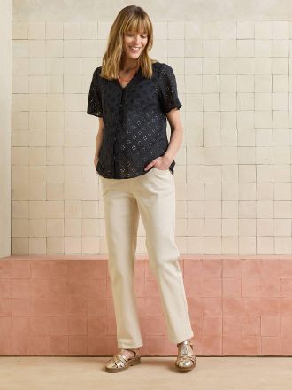 Vertbaudet Umstands-Jeans mit geradem Bein und nahtlosem Einsatz am Bauch wollwei&szlig;