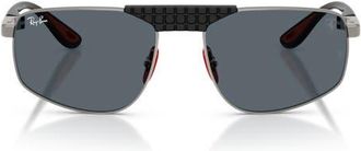 Ray-Ban 58mm Ferrari Irregular Sunglasses in Gunemtal /Blue at Nordstrom