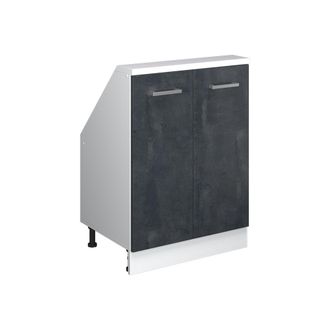 Vicco Armario De Cocina Para Techo Inclinado R-line, Hormig&oacute;n Negro/blanco, 60 Cm Con 2 Puertas, Vicco