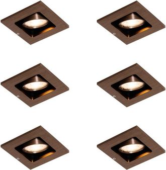 QAZQA Set of 6 Modern Recessed Spotlights Dark Bronze Adjustable - Qure